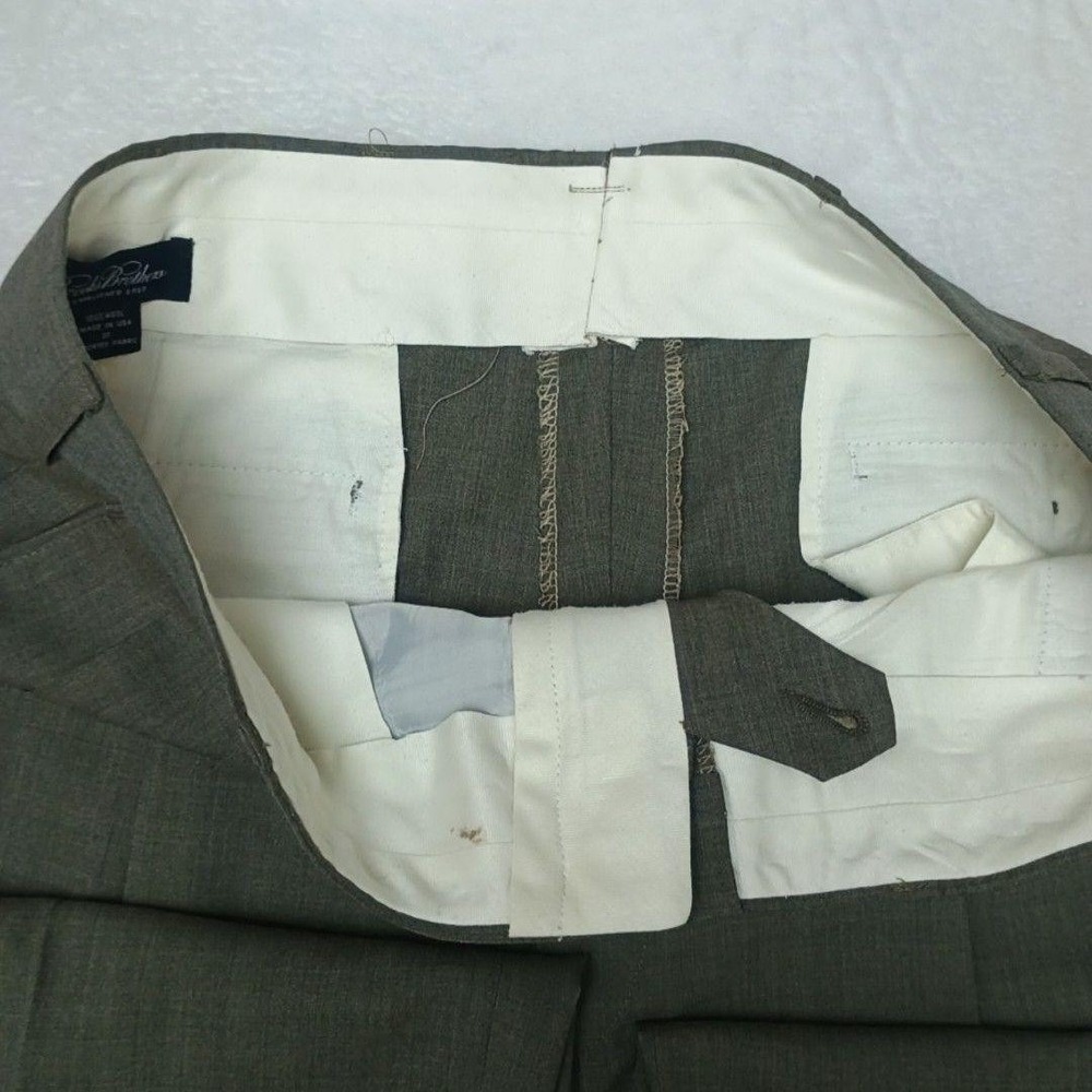 Brooks Brothers Pants Men 33x30 Gray Pleated Wool Straight Dress Suit Slacks USA - Picture 9 of 14